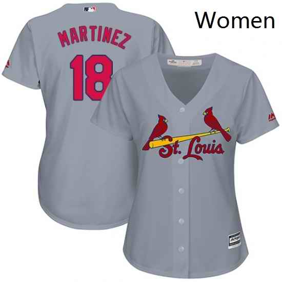 Womens Majestic St Louis Cardinals 18 Carlos Martinez Authentic Grey Road Cool Base MLB Jersey